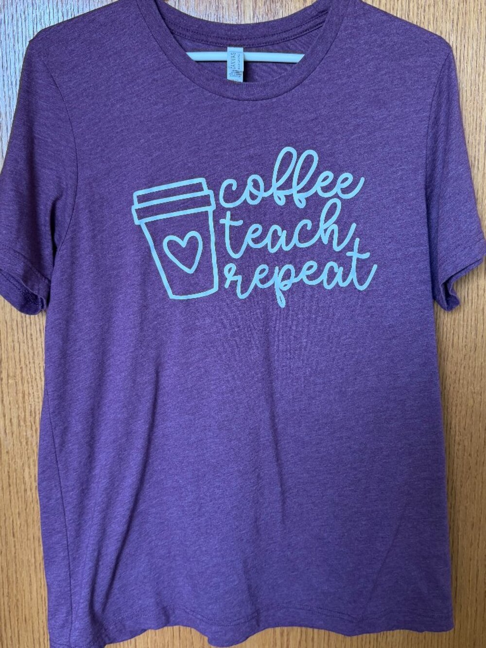 Coffee Teach Repeat Teacher T-Shirt Size L